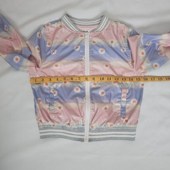 Kidpik Pink/Blue Daisy Floral Print Full Zip Bomber Jacket Size Small (7/8) - Picture 7 of 9